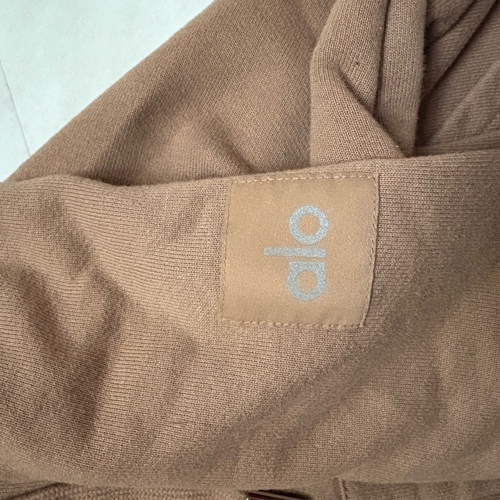 Alo Cropped Brown Zip-Up Hoodie- Small